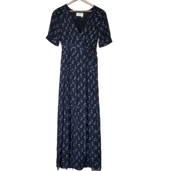 ba&sh Madonna Dress Silk Maxi Wrap small 4 black - Picture 5 of 10